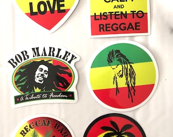 50 - Reggae Stickers| Rastafarian Stickers|One Love Stickers| Skateboard Decor| Guitar Stickers Decor |Bob Marley Stickers|