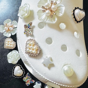 Rhinestone Shoe Charms: Faux Pearl & Acrylic Clog Decoration