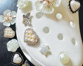 Rhinestone Shoe Charms: Faux Pearl & Acrylic Clog Decoration