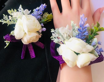 Corsage and Boutonniere Set | Graduation Accessories | Prom Corsage Flowers | Wedding Accessories | Corsage and Boutonniere for His and Her