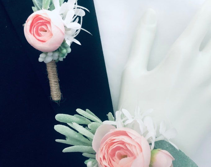 Featured listing image: Corsage and Boutonniere Set | Graduation Accessories | Prom Corsage Flowers | Wedding Accessories | Corsage and Boutonniere for His and Her