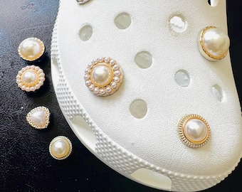 Faux Pearl Rhinestone Shoe Charms - Nurse Shoe Decoration (8PC)