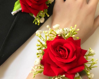 Corsage and Boutonniere Set | Graduation Accessories | Prom Corsage Flowers | Wedding Accessories | Corsage and Boutonniere for His and Her