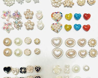 Rhinestone Faux Pearl Shoe Charms: Acrylic Clog Decoration (8PC)