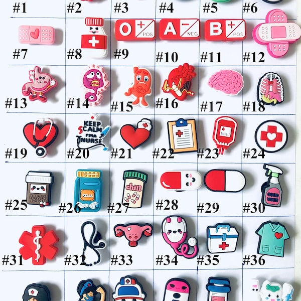 Medical Shoe Charms: Nurse, Doctor, Stethoscope, Pills