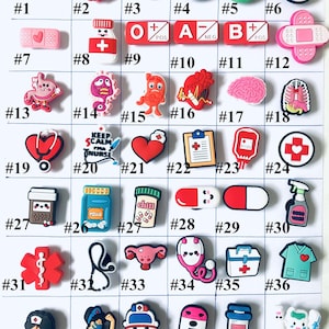 Medical Shoe Charms| Medical Theme  Charms Bandaid Charms|Thermometer Charms|Kidneys, Heart, Brain, Uterus, Stomach, Pills Shoe Charms