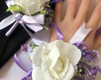 Corsage and Boutonniere Set | Graduation Accessories | Prom Corsage Flowers | Wedding Accessories | Corsage and Boutonniere for His and Her