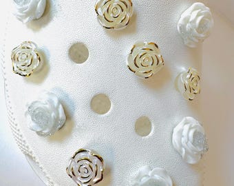 Faux Pearl Rose Shoe Charms: Acrylic Clog Decoration (Set of 2)