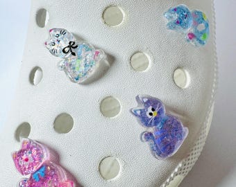 Resin Shimmer Cat Shoe Charms: Jelly Animal Decoration