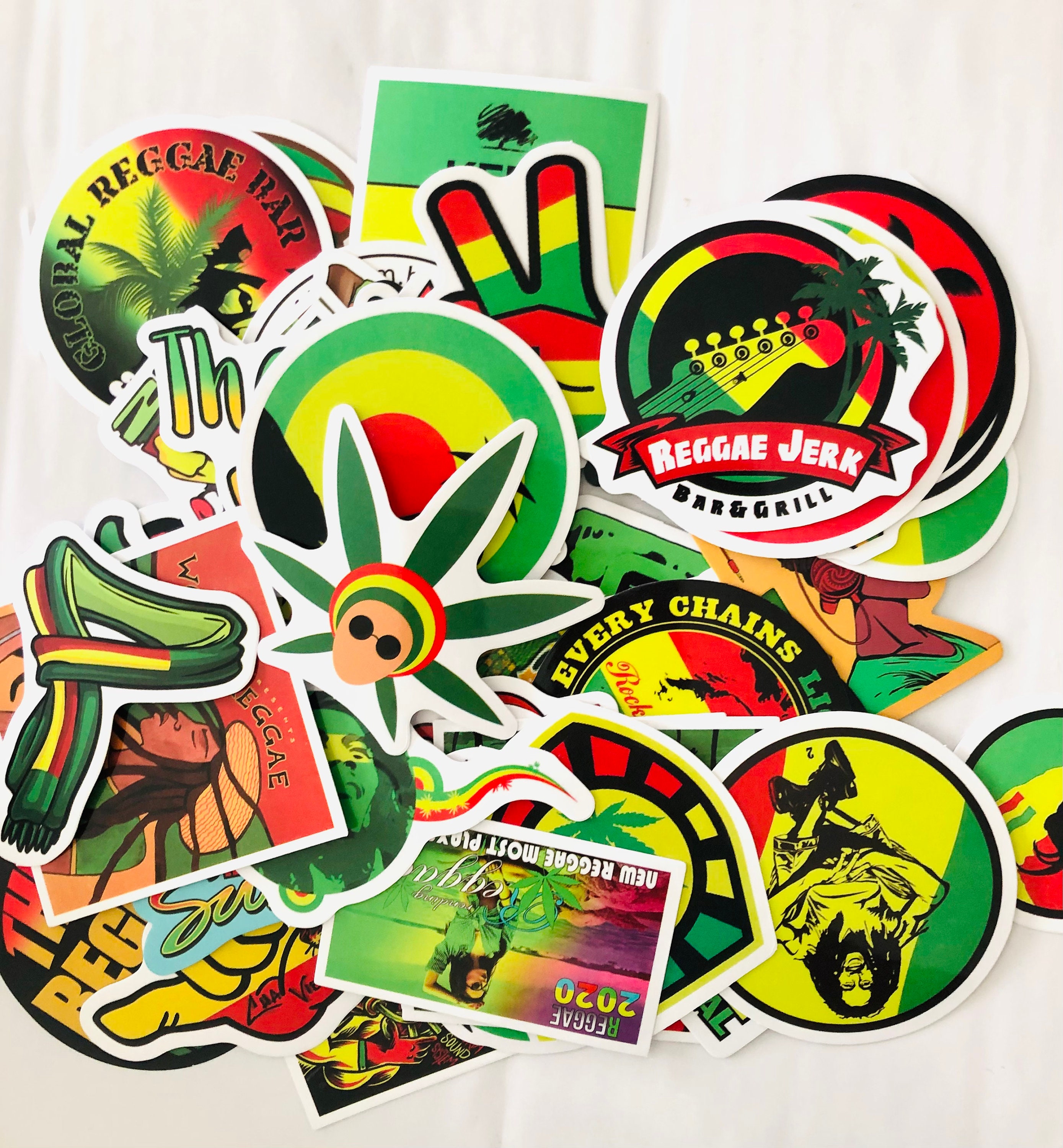 50 Reggae Stickers: Bob Marley, Rastafarian, One Love - Etsy New Zealand, image size:2778x3000
