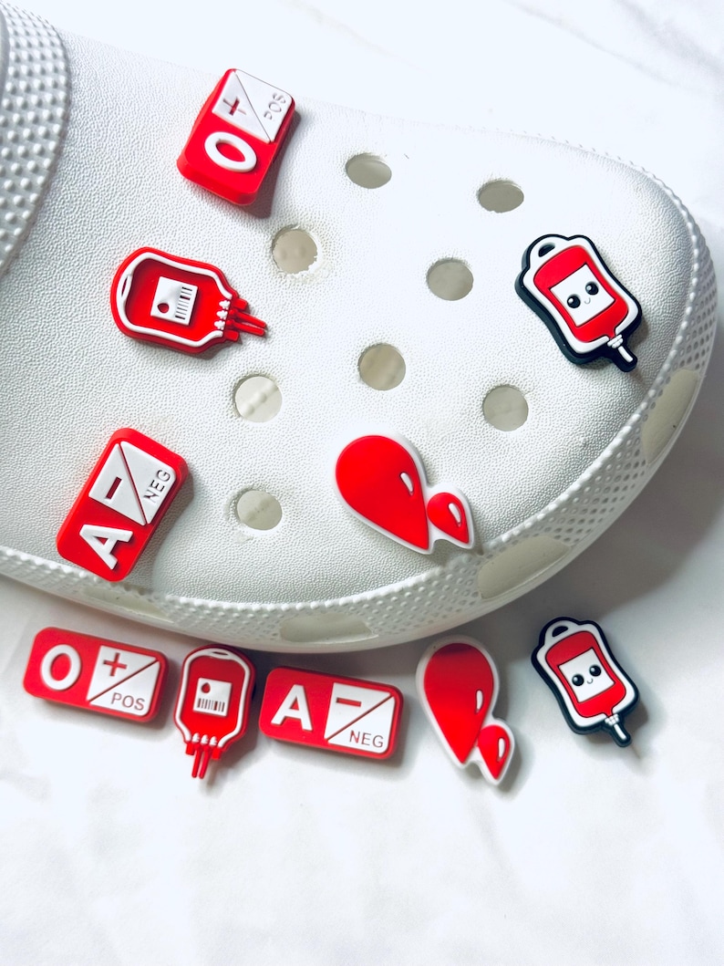 Phlebotomist Shoe Charms | Blood Type, Medical Gift (set of 10) - Etsy