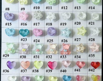 Resin Jelly Transparent Shoe Charms: Ripple Water Shoe Charms, Ripple Water Heart Charms for shoe, transparent Star Charms,Cute Bear Charms