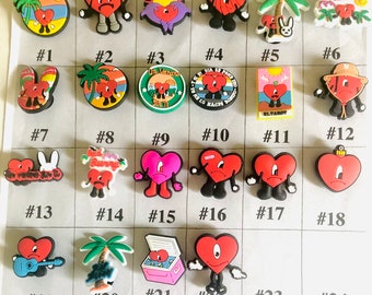 Valentine's Day Shoe Charms: Heart & Bunny Designs