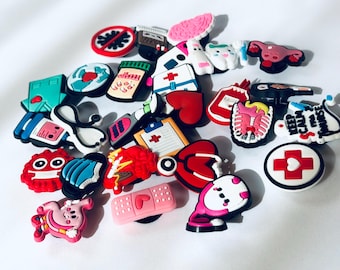 20 Pc Medical Shoe Charms - Nurse/Doctor Gift Set (20 PC Charms) + 5 Free | Bulk Shoe Charms | Pharmacy Tech Shoe Charms