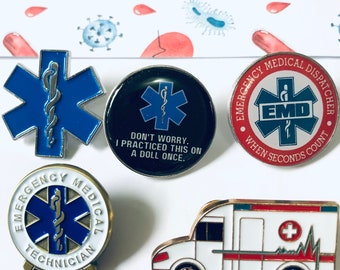 EMT Pin Brooch| Medic Pins| Ambulance Brooch Pins| Star of Life Pins | Enamel EMT Pins| Nurse Pins