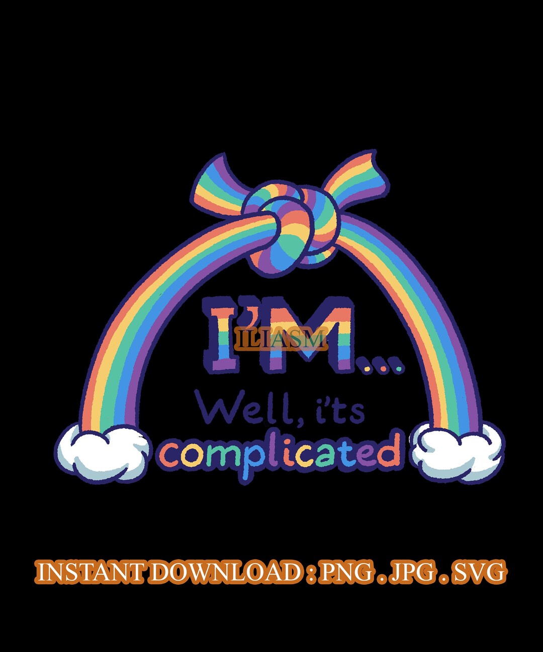 I'm... Well, It's Complicated Lettering With Rainbow PNG SVG JPG - Etsy