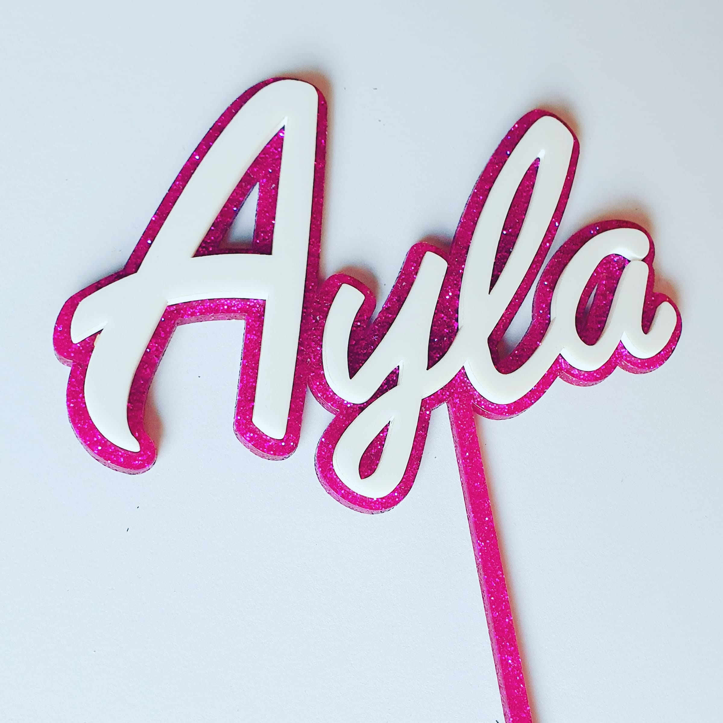 Pink & White Barbie Name Cake Topper Etsy