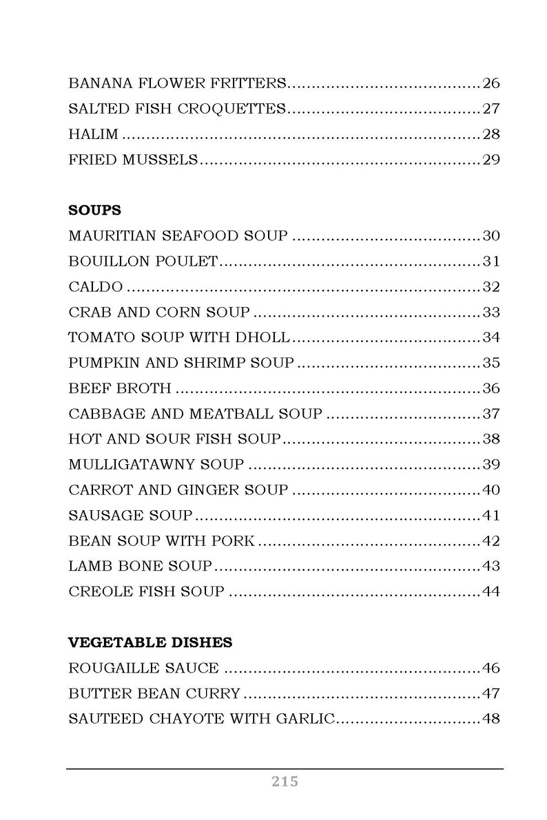 K&ouml;nnte beinhalten: Eine Speisekarte mit verschiedenen Suppen und Gem&uuml;segerichten mit ihren entsprechenden Preisen. Die Speisekarte umfasst Optionen wie mauritische Meeresfr&uuml;chtesuppe, K&uuml;rbis- und Garnelensuppe sowie kreolische Fischsuppe. Die Preise liegen zwischen 26 und 48&nbsp;&euro;.