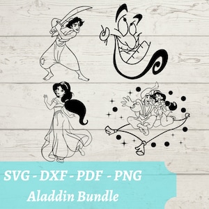 Aladdin Bundle SVG - Aladdin, Jasmine, Magic Carpet Ride Download Digital File - svg, dxf, pdf, and png - Laser Cut File, cricut, Genie
