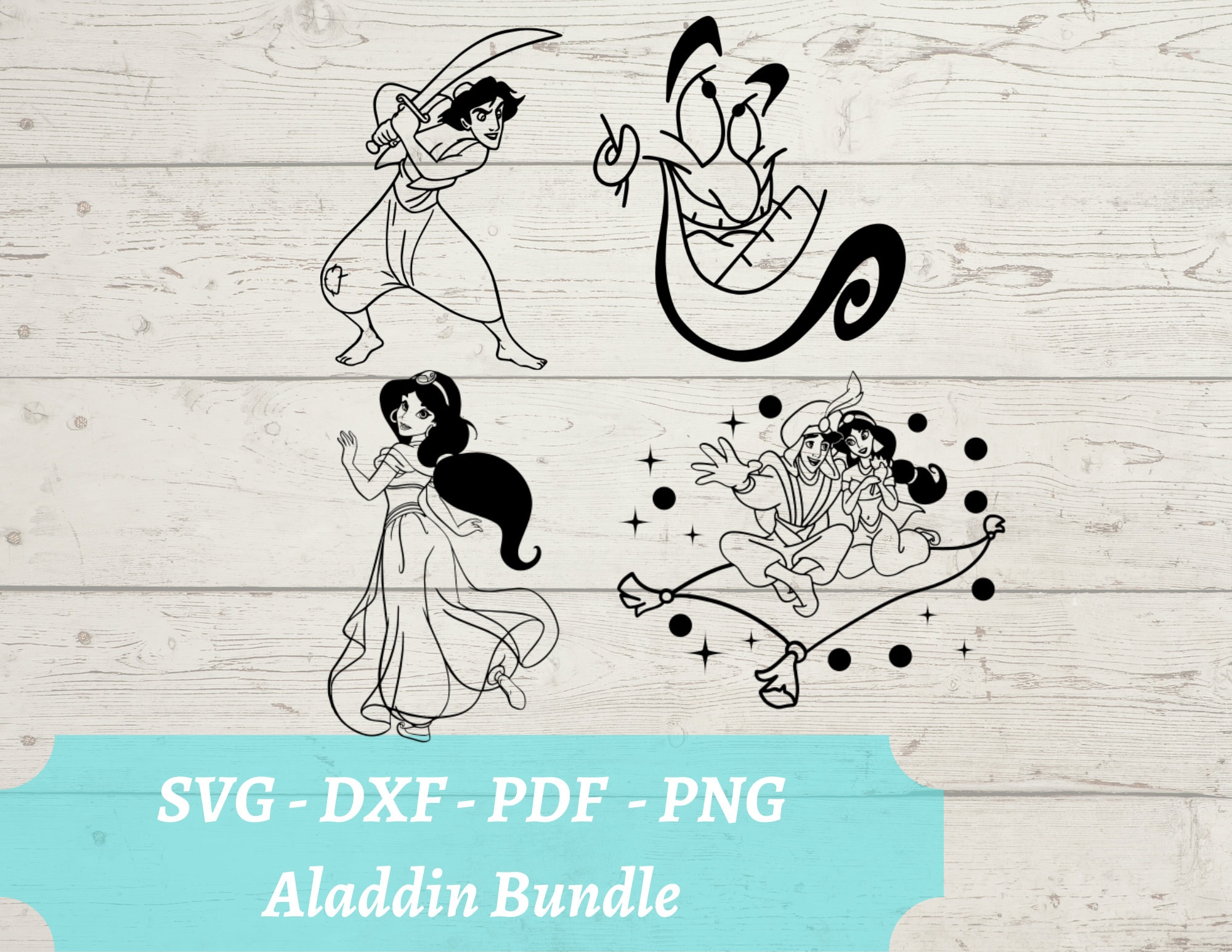 Aladdin Bundle SVG - Aladdin, Jasmine, Magic Carpet Ride Download