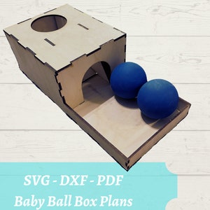 Baby Ball Box SVG File, Ball Drop Box Pobierz plik cyfrowy - dxf, pdf, - Object Permanence Box - Glowforge Laser Cut File