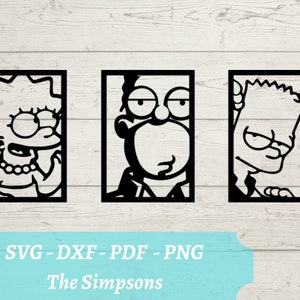 Simpsons SVG Laser geschnittene Datei, Homer, Bart, Lisa Download digitale Datei - svg, dxf, pdf und png