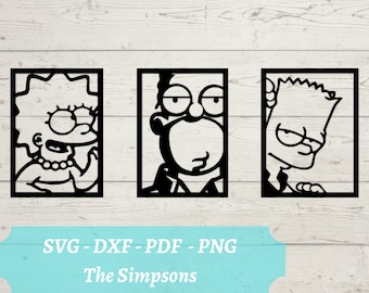 Simpsons SVG Laser Cut File, Homer, Bart, Lisa Download Digital File - svg, dxf, pdf, and png