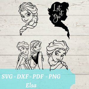 Elsa SVG Laser Cut File Bundle, Frozen Elsa and Anna Download Digital File - svg, dxf, pdf, and png - Glowforge - crictu - Let It Go