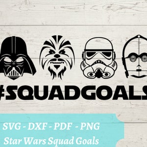 Arquivo SVG dos objetivos do esquadrão Star Wars, Darth Vader, Chewbacca, C-3PO, Storm Trooper Baixar arquivo digital - dxf pdf png - Arquivo cortado a laser, cricut