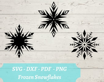 Fichier de coupe laser SVG de flocons de neige congelés, fichier numérique de téléchargement de neige gelée - svg, dxf, pdf et png