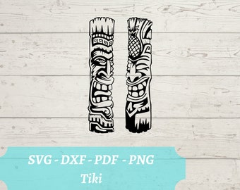 Tiki SVG Laser Cut File,  Tropical Tiki Statue Download Digital File - svg, dxf, pdf, and png