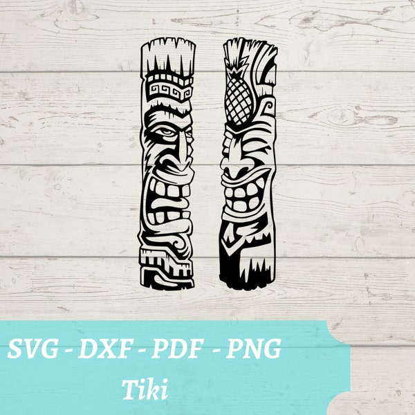 Tiki SVG Laser geschnittene Datei, tropische Tiki Statue Download digitale Datei - svg, dxf, pdf und png