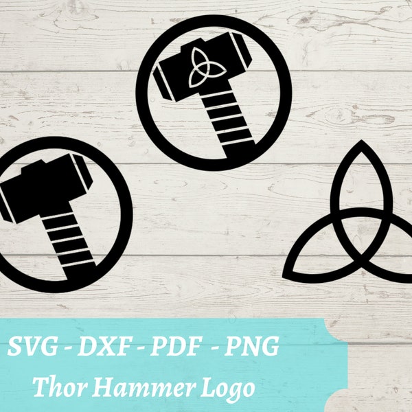 Thor Hammer Symbol SVG File, Mjolnir Digital File - dxf, pdf, png - Cricut - Glowforge Laser Cut File - Thor Emblem