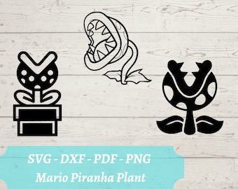 Mario Piranha Plant SVG File, Video Game Piranha Flower from Super Mario Bros, Download Digital File - svg, dxf, pdf, and png