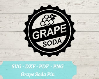 Grape Soda Pin SVG Laser geschnittene Datei, Up Download digitale Datei - svg, dxf, pdf und png - Up Grape Soda Abzeichen