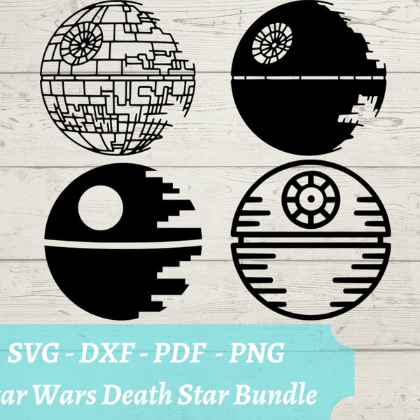 Death Star Bundle SVG-Datei, Star Wars Empire Raumstation Download digitale Datei - dxf, pdf, png - Cricut - Glowforge