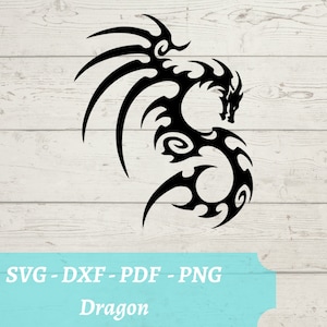 Dragon SVG File, Dragon Art Instant Download Digital File - dxf, pdf, png - Cricut - Glowforge Laser Cut File