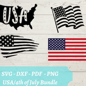 USA Bundle SVG Laser Cut File, American Flag , Download Digital File for glowforge, cricut, svg, dxf, png Stars and Stripes fourth of July