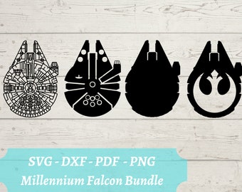 Millennium Falcon Bundle SVG File, Star Wars Rebel Ship Download Digital File - dxf, pdf, png - Cricut - Glowforge Laser Cut File - Han Solo