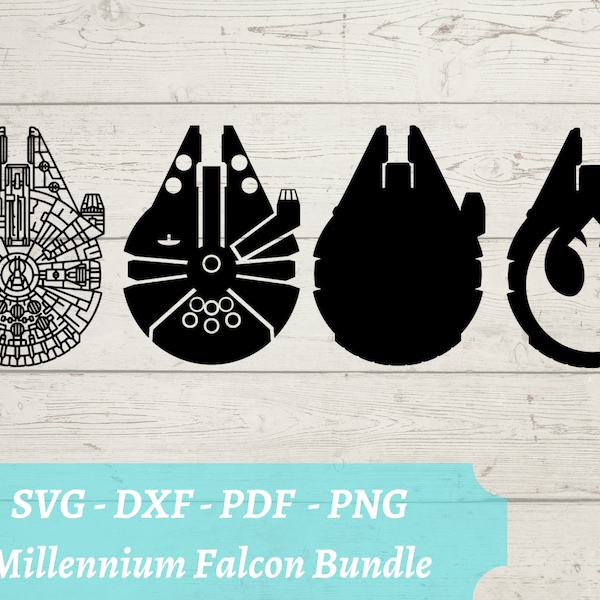 Millennium Falcon Bundle SVG File, Star Wars Rebel Ship Download Digital File - dxf, pdf, png - Cricut - Glowforge Laser Cut File - Han Solo