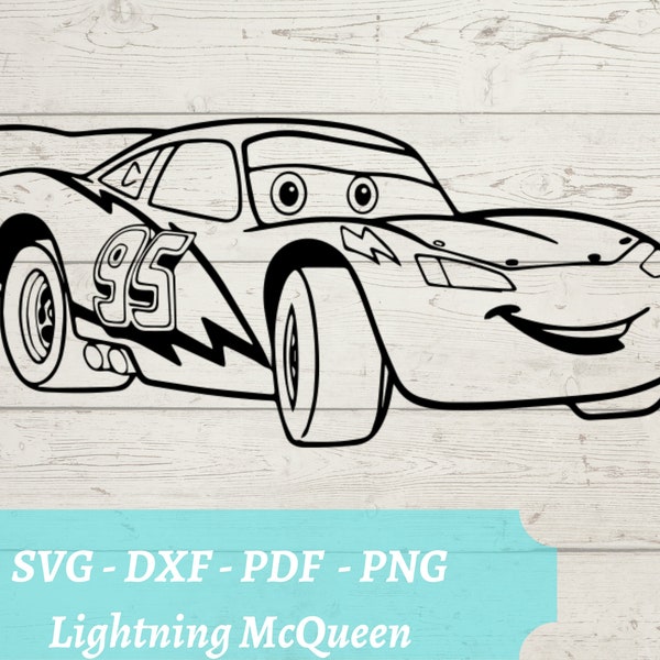 Lightning McQueen SVG Laser Cut File, Cars Lightning McQueen Download Digital File - svg, dxf, pdf, and png