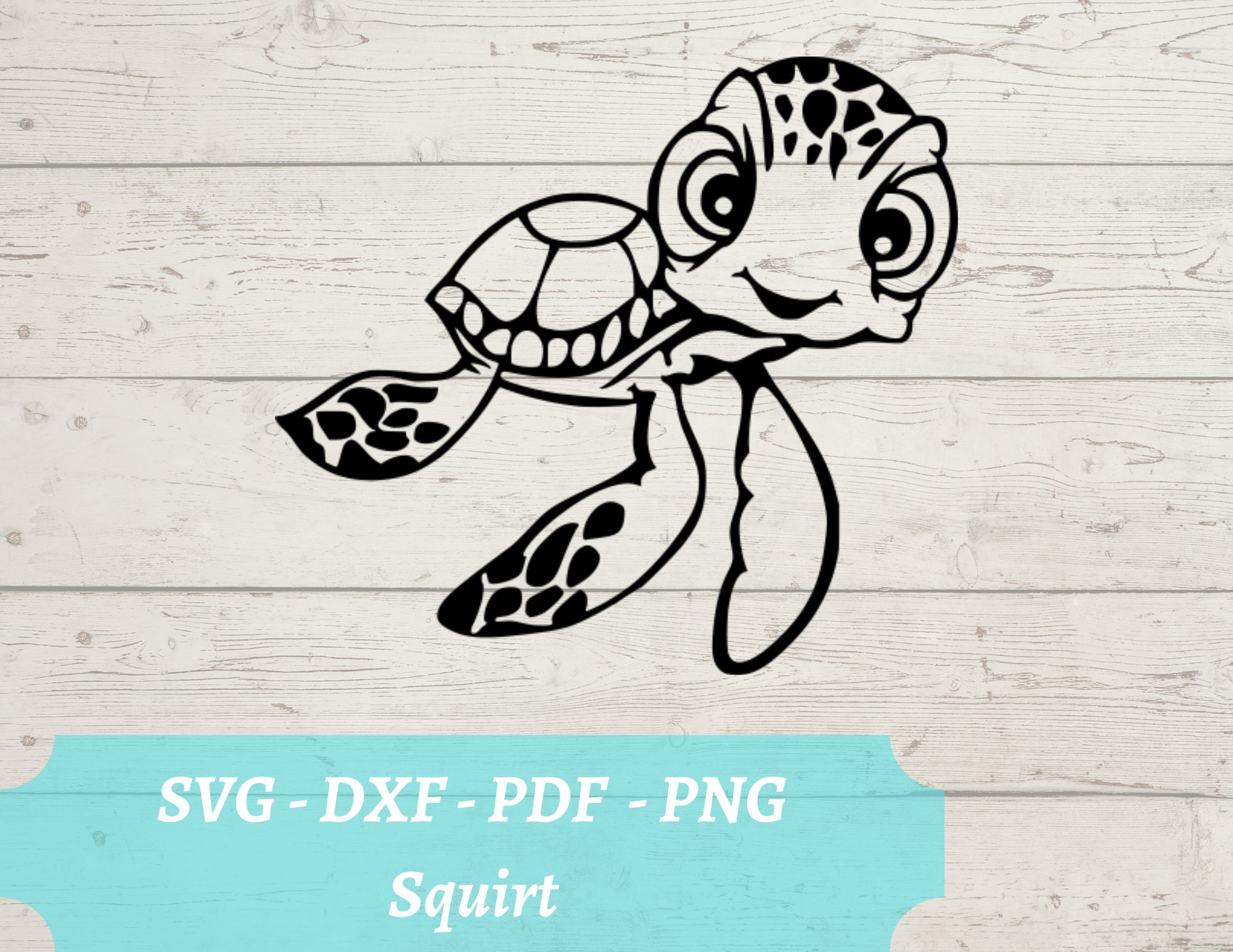 Squirt Baby Turtle SVG Laser Cut File, Nemo Download Digital File - svg, dxf, pdf, and png - Squirt Tortoise