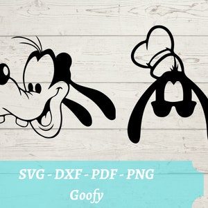 Goofy SVG Laser Cut Datei, Digitale Datei herunterladen - SVG, dxf, pdf und png - Disneyland - Goofy Minimalistisch