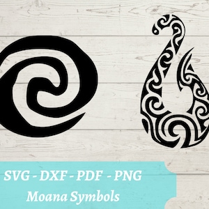 Moana Coração de Te Fiti e Maui Fish Hook SVG Arquivo cortado a laser, Moana Baixar arquivo digital - svg, dxf, pdf e png