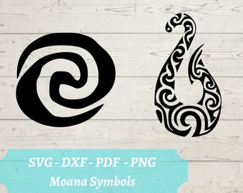 Moana Herz von Te Fiti und Maui Fish Hook SVG Laser geschnittene Datei, Moana Download digitale Datei - svg, dxf, pdf und png