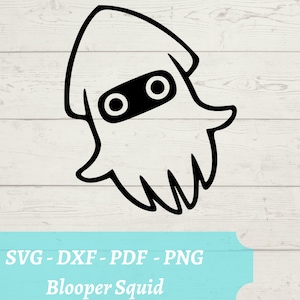 Blooper Squid SVG File, Video Game Underwater Fish from Super Mario Bros, Download Digital File - svg, dxf, pdf, and png