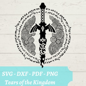 Legend of Zelda Tears of the Kingdom File SVG, Videogioco Scarica File digitale - svg, dxf, pdf e png Master Sword SVG