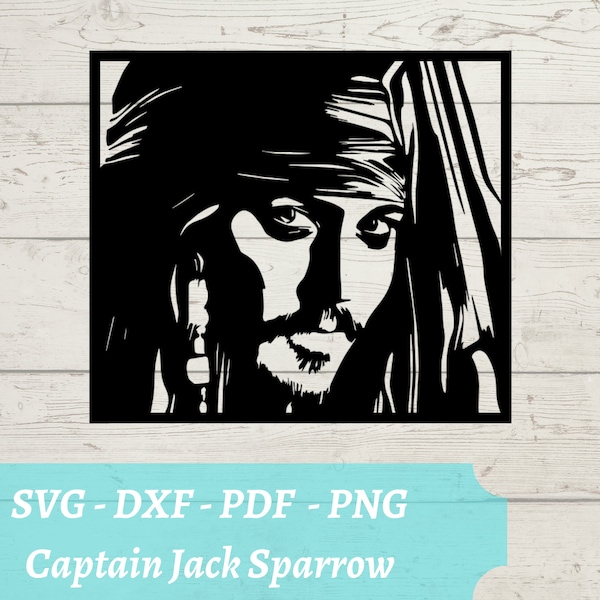 Captain Jack Sparrow SVG - Pirates of the Caribbean Download Digital File - svg, dxf, pdf, and png - Johnny Depp