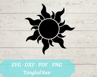 Sonne SVG Laser geschnittene Datei, verschlungene Corona Sonne Rapunzel Download digitale Datei - svg, dxf, pdf und png
