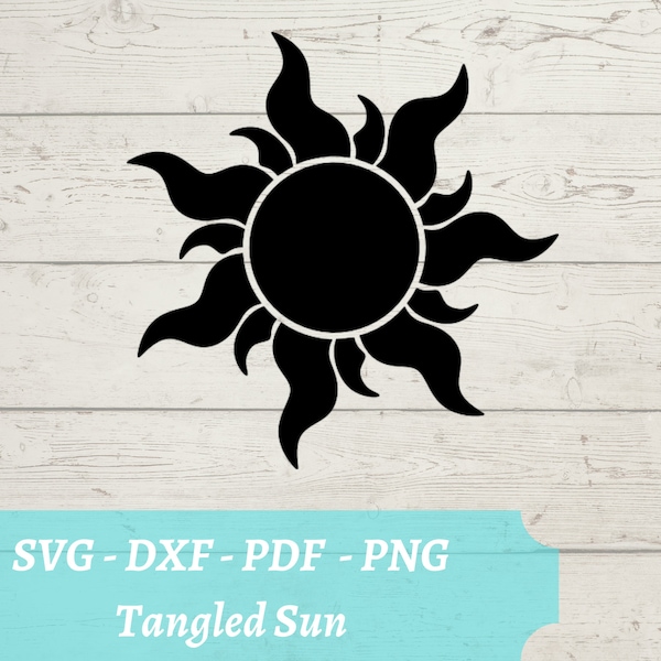 Sun SVG Laser Cut File, Tangled Corona Sun Rapunzel Download Digital File - svg, dxf, pdf, and png
